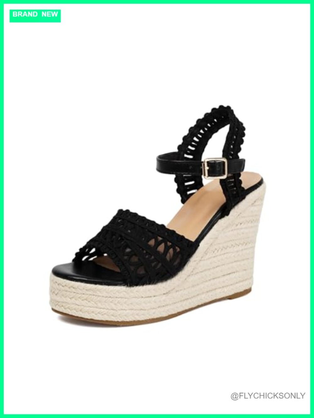Women's Espadrille Wedge Sandals Braided Platform Slingback Buckle
